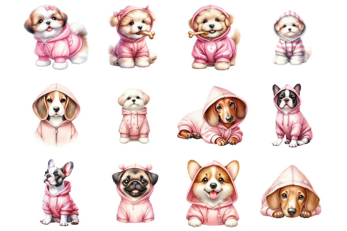 Pink Dog Hoodie Sublimation Clipart, a Graphic by CitraGraphics (Photo 3 of 4)