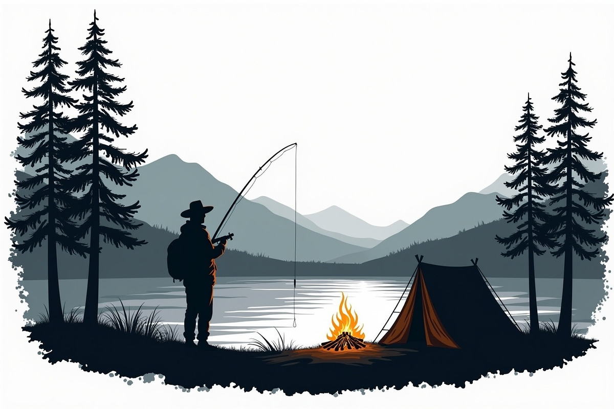 A silhouette of a man fishing, an Illustration by Amazin_art (Photo 2 of 7)