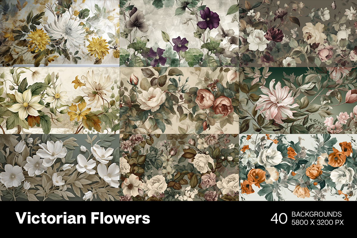 Victorian Flowers. 40 images, a Decorative Illustration by Handmadefont (Photo 4 of 11)