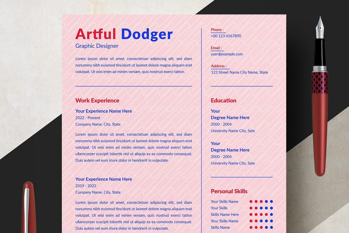 Professional Resume Template Layout