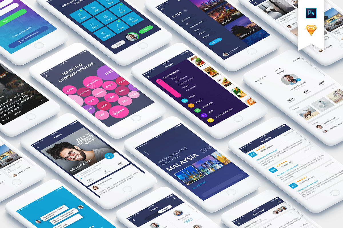 Mountify Mobile UI Kit, an UI Kit Template by hoangpts (Photo 1 of 8)