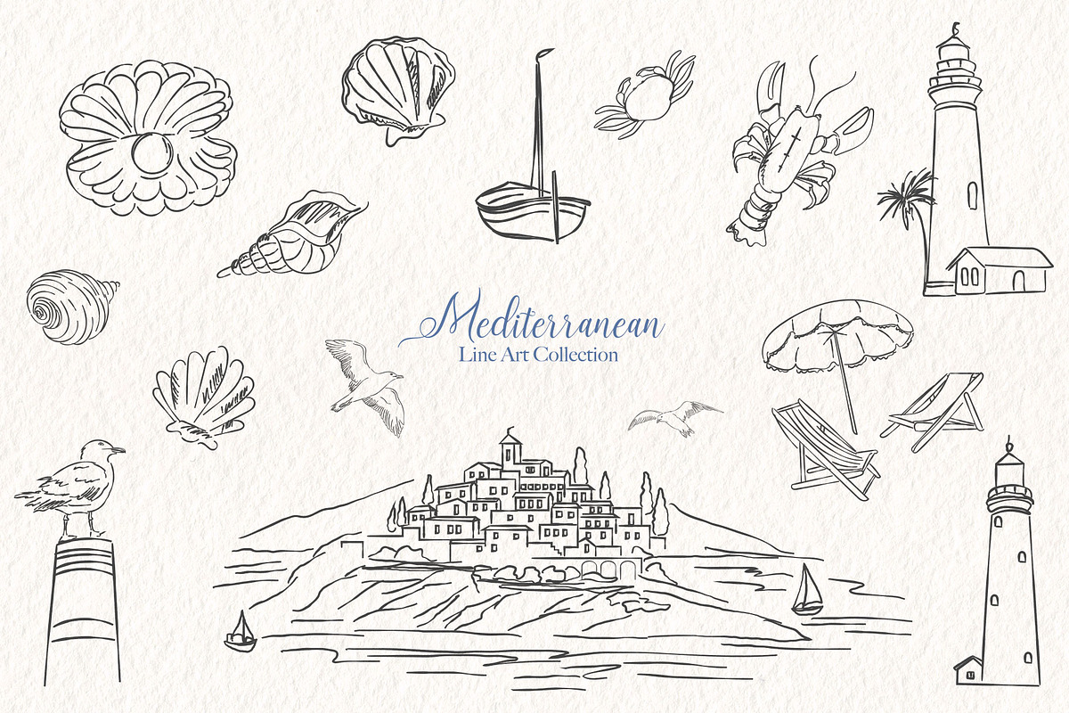 Mediterranean Line Art Collection, a Decorative Illustration by Mio Buono (Photo 8 of 15)