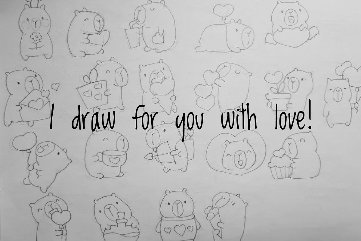Cute Kawaii Capybara Valentine's Day, an Animal Illustration by Palau (Photo 9 of 12)