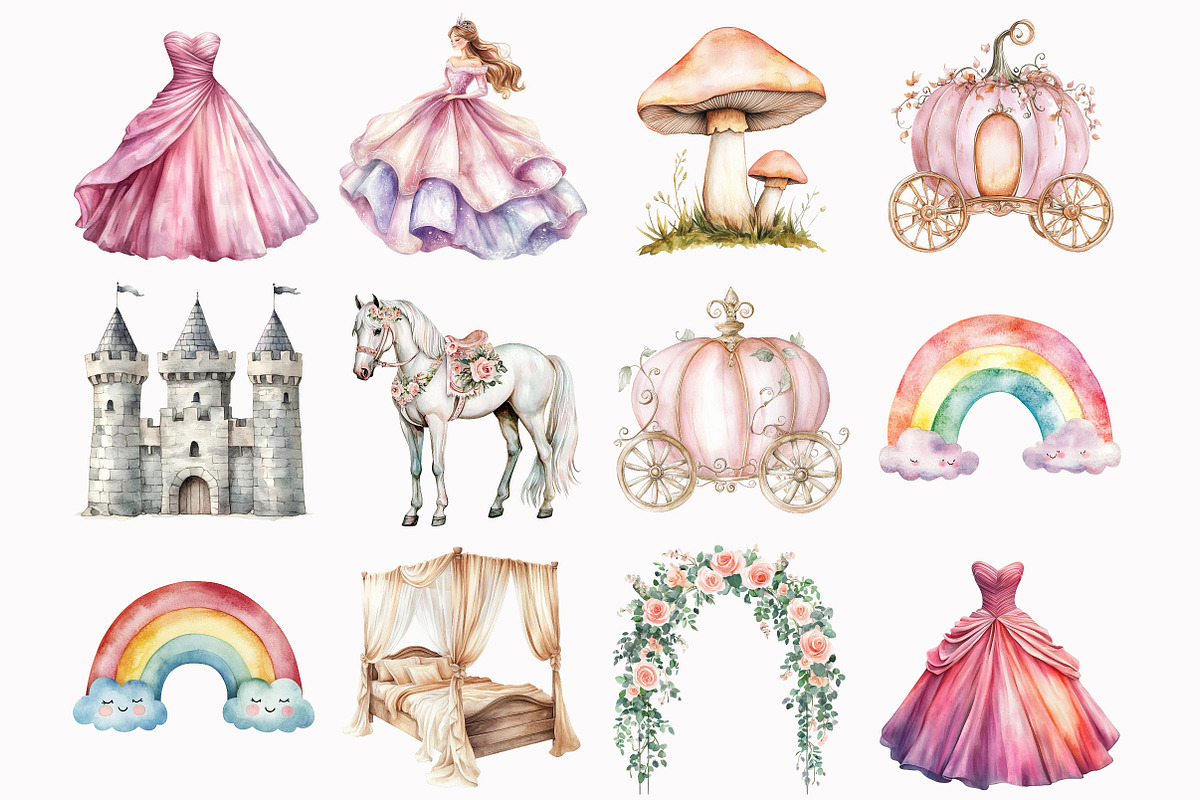 Fairytale Watercolor Clipart, an Illustration by Design Market (Photo 4 of 5)
