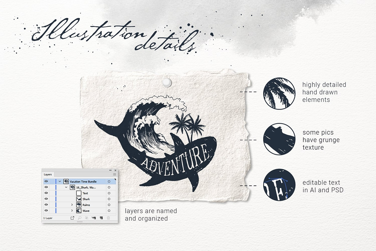 Vacation Time. 50 Logos & Badges, an Illustration by Cosmic Store (Photo 10 of 11)