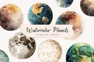 Watercolor Planets