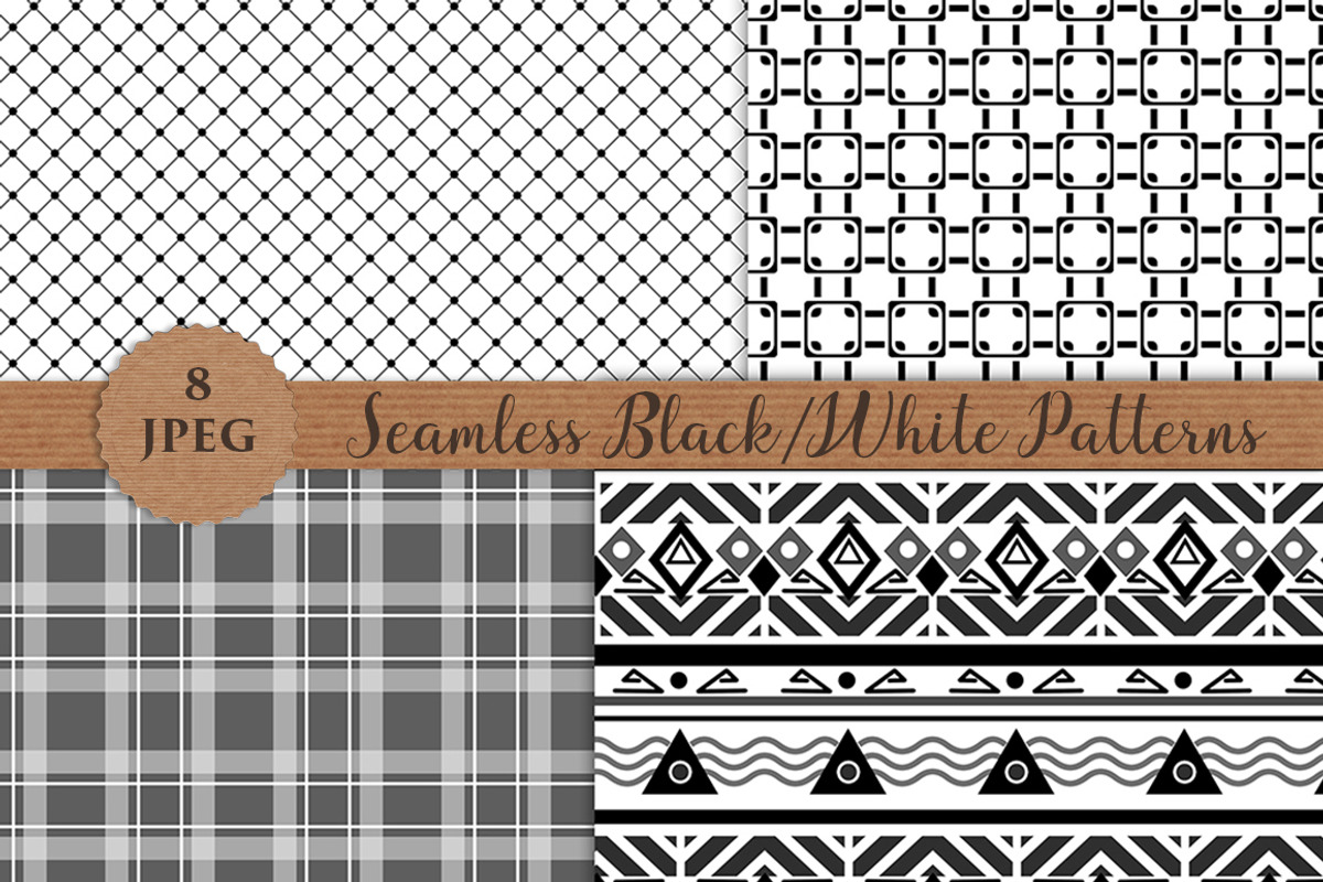 BLACK WHITE seamless patterns set, a Pattern Graphic by Futurel (Photo 2 of 4)
