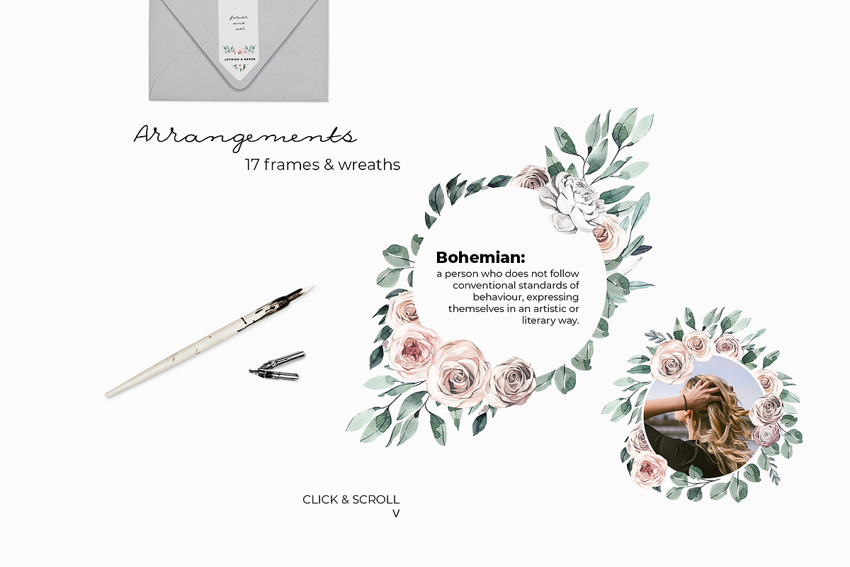 -50% MODERN BOHO: watercolor floral, an Object Graphic by Lana Elanor (Photo 5 of 12)