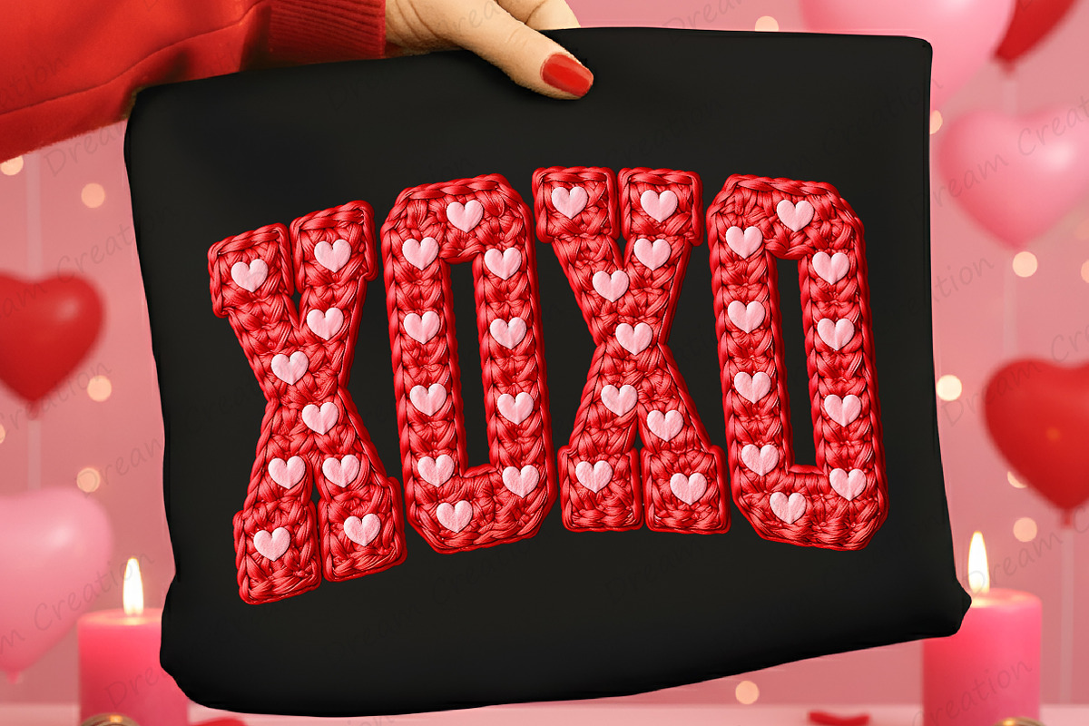 Yarn Crochet XOXO Valentines PNG, an Illustration by Dream Creation (Photo 2 of 4)