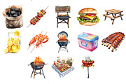 Watercolor Bbq Barbecue Clipart, an Illustration by Daily.Designs (Thumbnail 3 of 3)