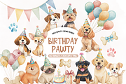 Paw Party Clipart, Dog Birthday, an Illustration by TatiMockup (Thumbnail 1 of 7)