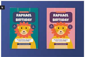 Lion Theme Kids Birthday Invitation, an Invitation Template by Neermana