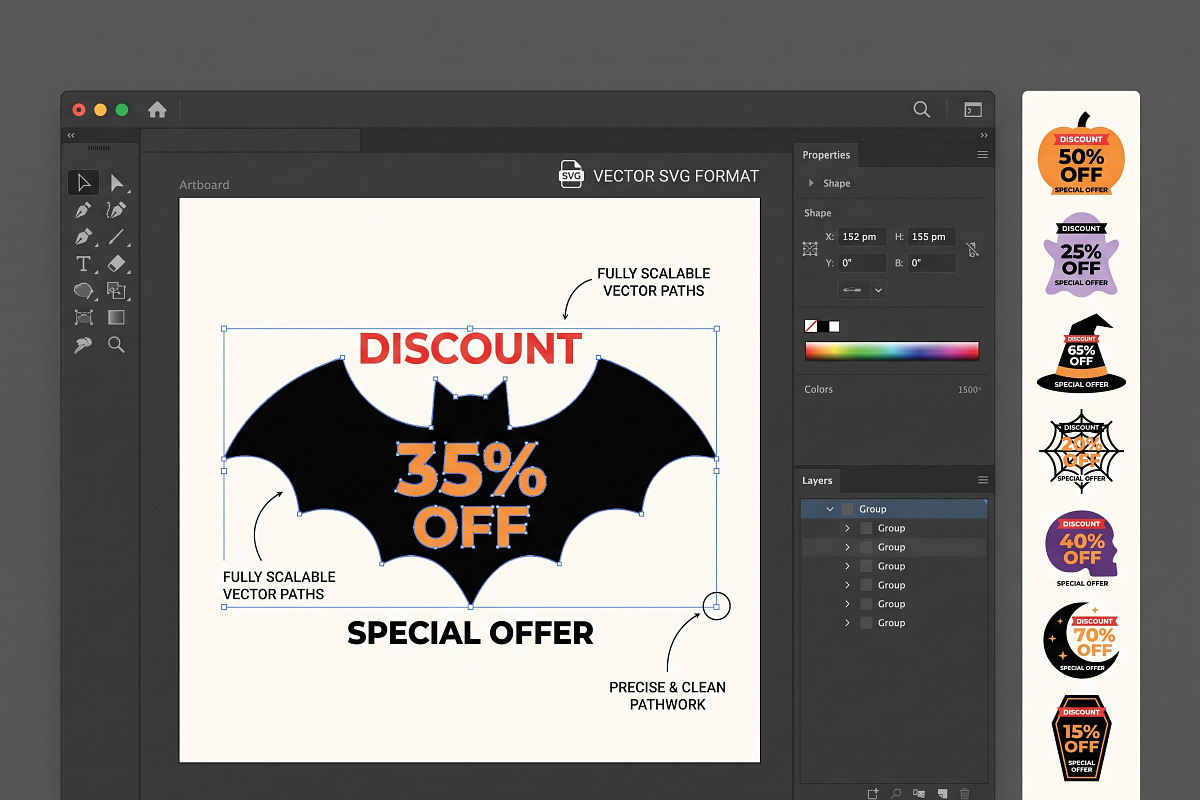 Spooky Halloween Sale Badge Bundle, an Object Graphic by NH graphic (Photo 3 of 3)
