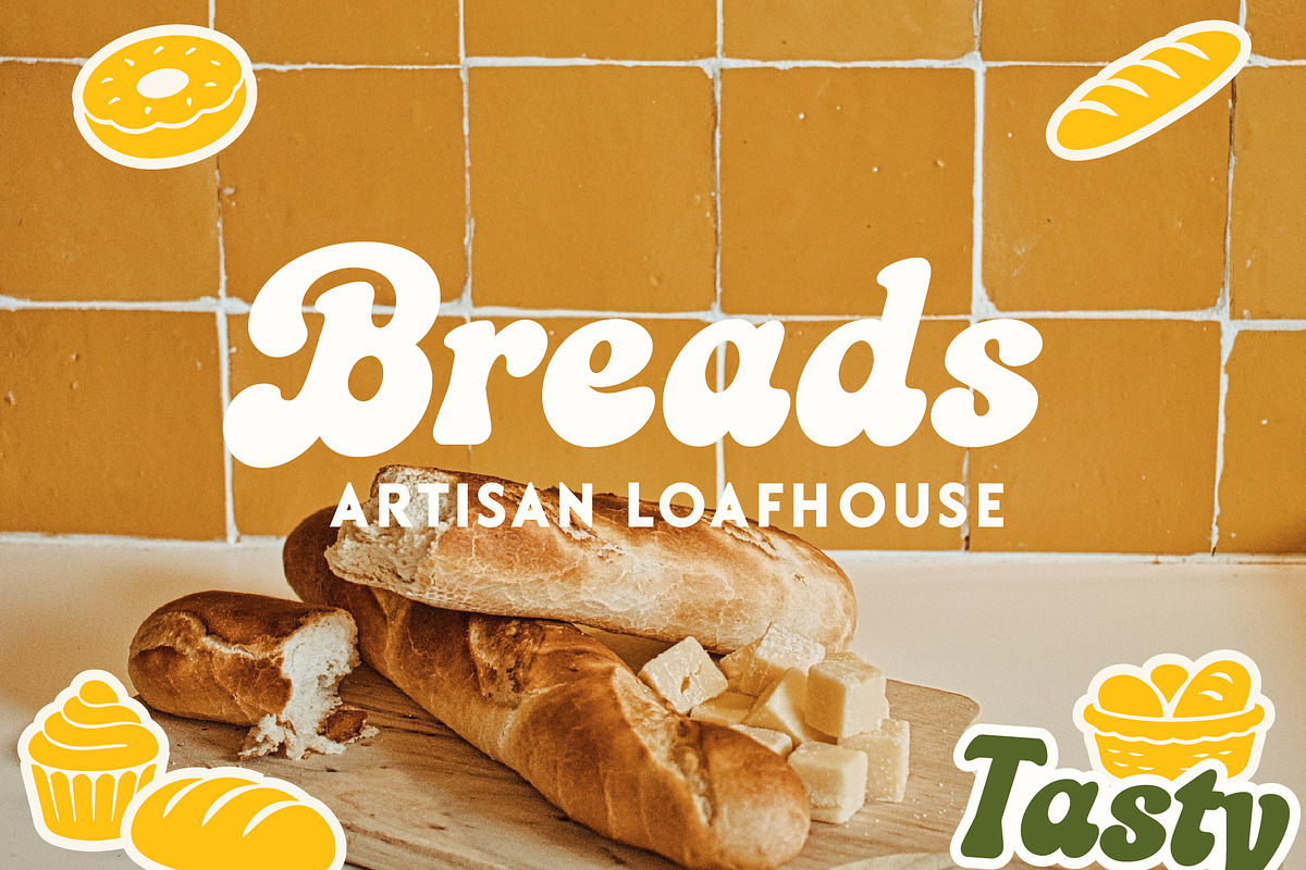Retro Food Branding - Font Bundle, a Script Font by Edignwn Type (Photo 2 of 12)