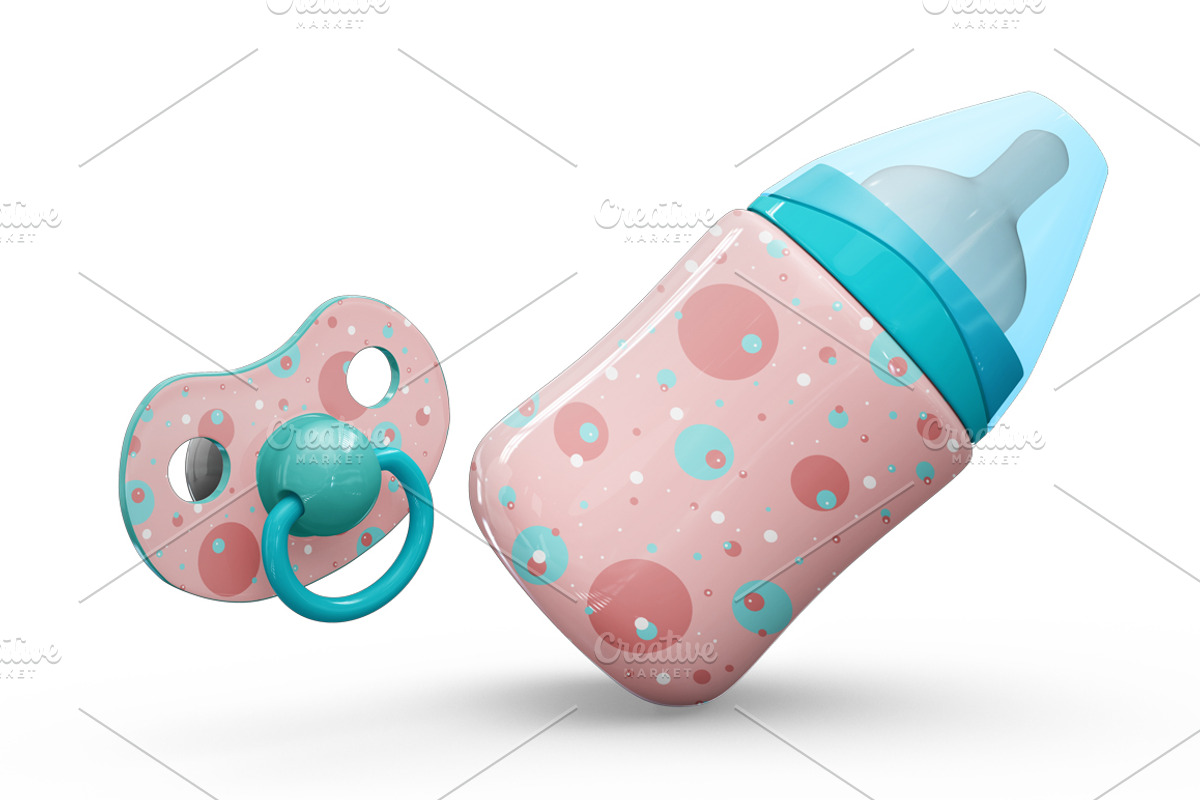 Baby Bottle and Pacifier Vol2 Mockup, a Product Mockup by PixelMockup (Photo 5 of 17)