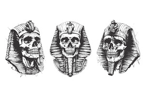 Pharaoh Skull Sketches. Egypt