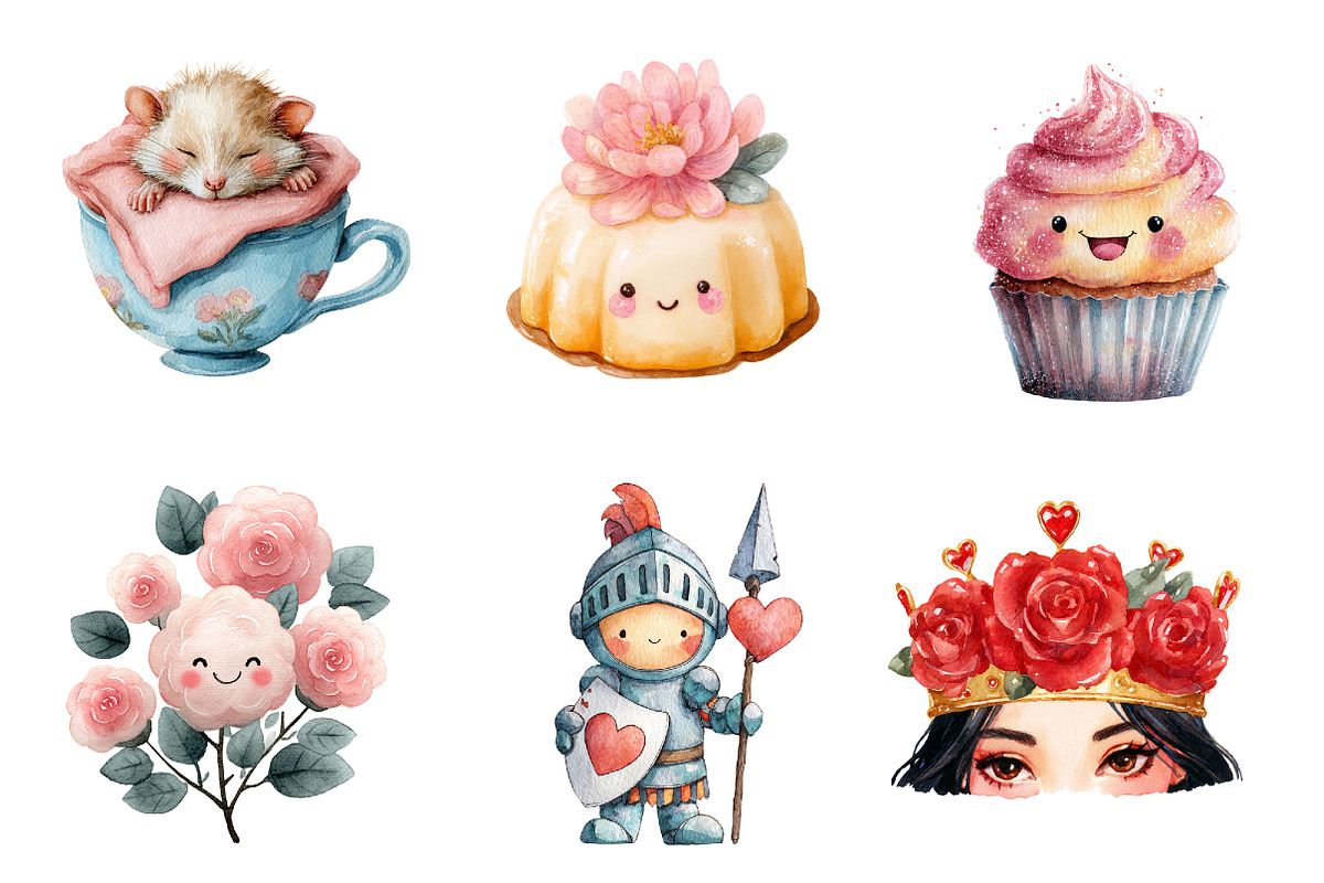 Kawaii Alice in Wonderland Clipart, an Illustration by Design Market (Photo 3 of 3)