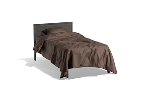 Brown Wooden Single Bed 3D Model, an Object 3D Model by rebrandy