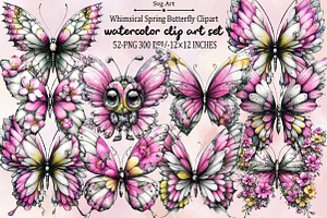 Whimsical Spring Butterfly Clipart B, an Illustration by SVGArt