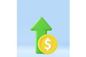 3d Profit growth symbol with upward, a Finance Illustration by ModVector