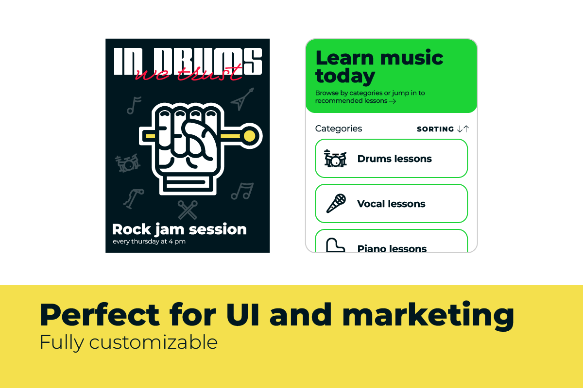 24 Rock music editable icons set, an Outline Icon by Tomasz Ostrowski Design (Photo 4 of 4)