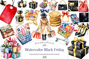 Black Friday Watercolor Clipart Bund, an Illustration by DreamCafeArt (Thumbnail 1 of 4)