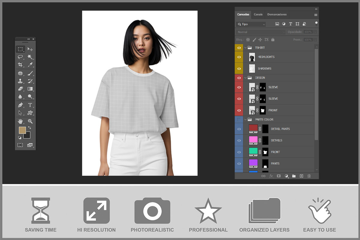 Woman In An Oversize T-shirt Moc PSD, a Shirt Mockup by Bruno's Shop (Photo 3 of 4)