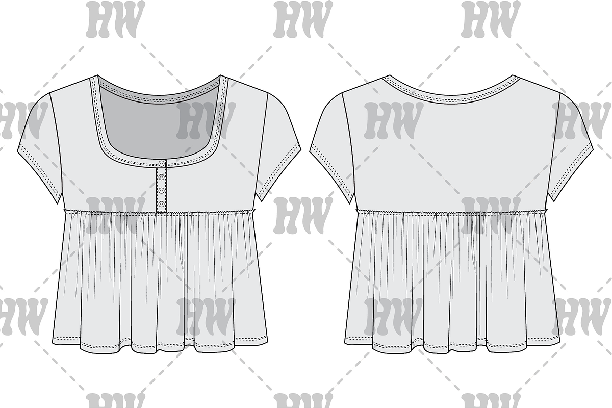 Baby Doll Henley Fashion Flat, a Shirt Mockup by haydenwentworth (Photo 1 of 3)