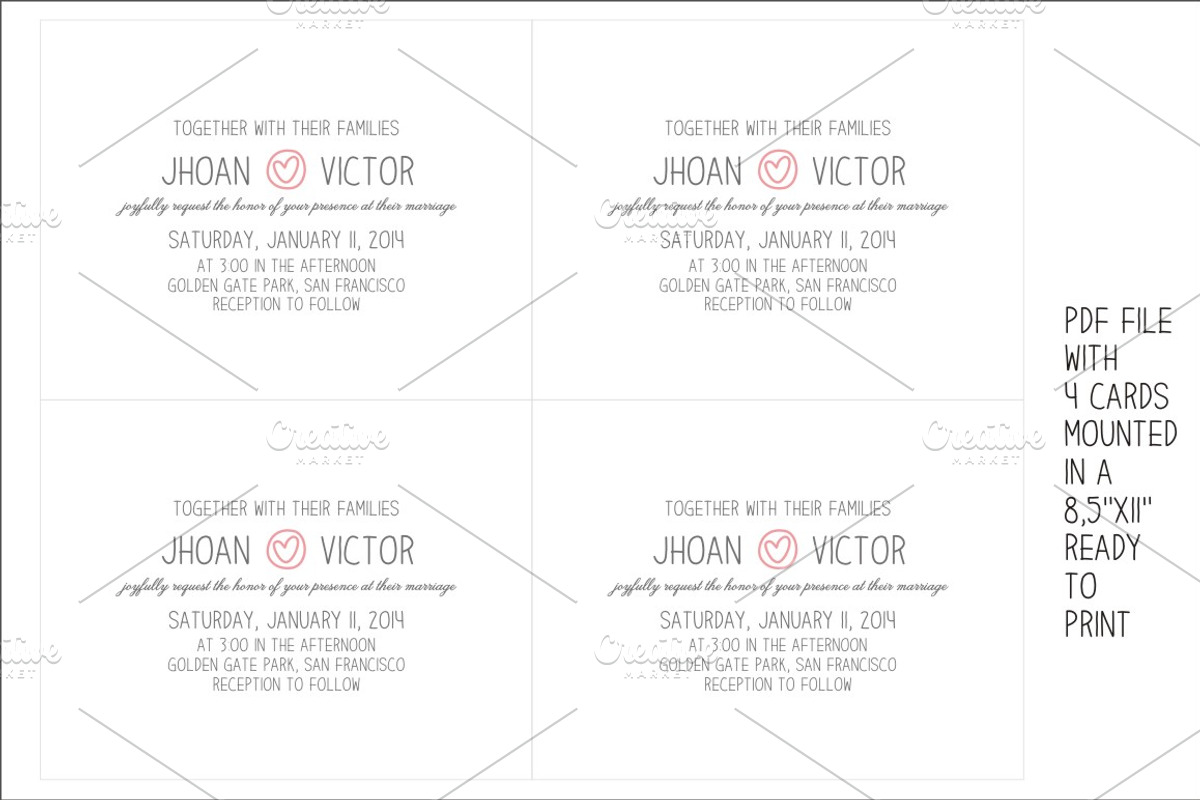 Simple romantic wedding invitation, an Invitation Template by Fonts & Printables (Photo 2 of 2)