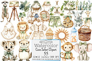 Watercolor Cute Safari Clipart, a Seasonal Illustration by Design Market (Thumbnail 1 of 5)