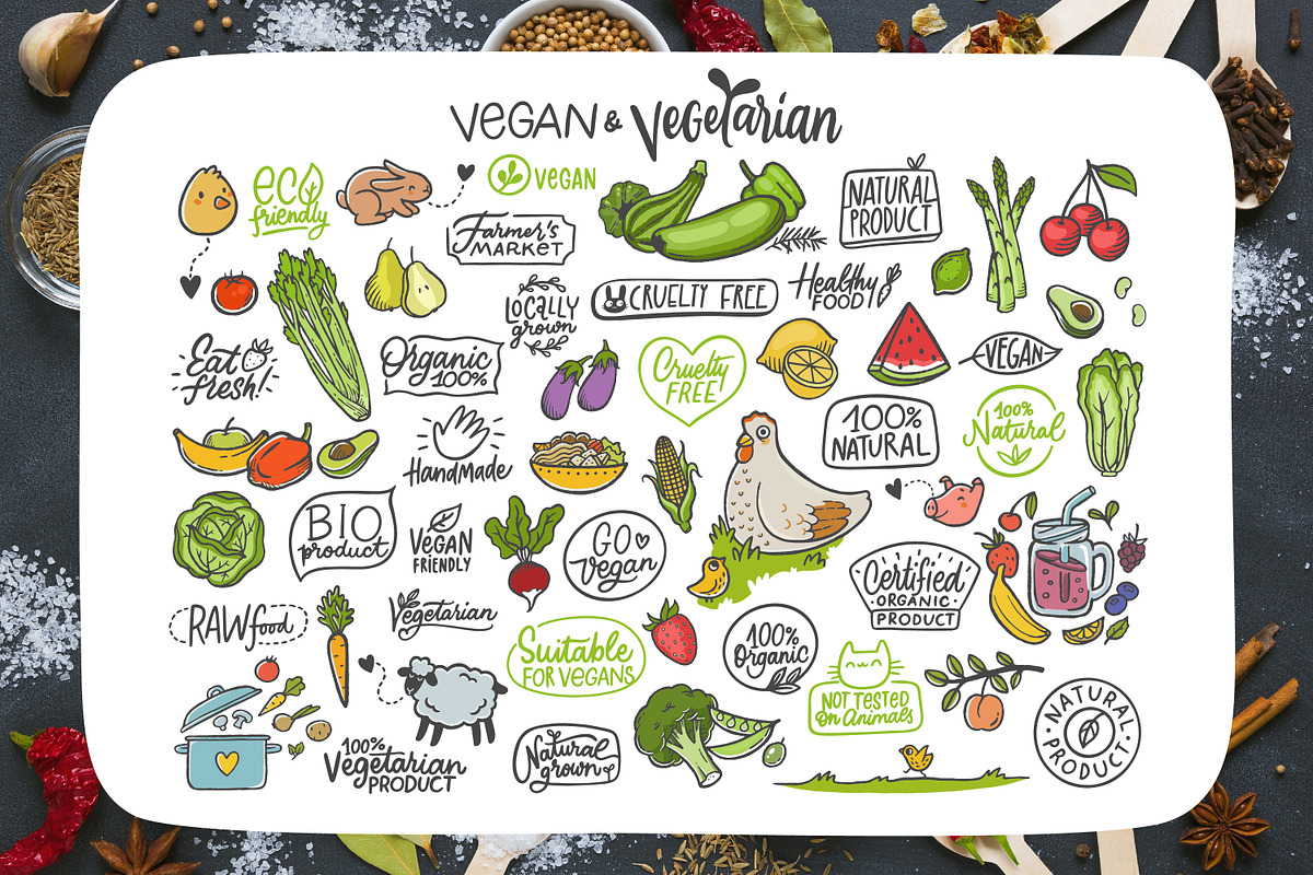 Vegan&Vegetarian Overlays, an Animal Illustration by Nina's Illustration Shop (Photo 4 of 9)