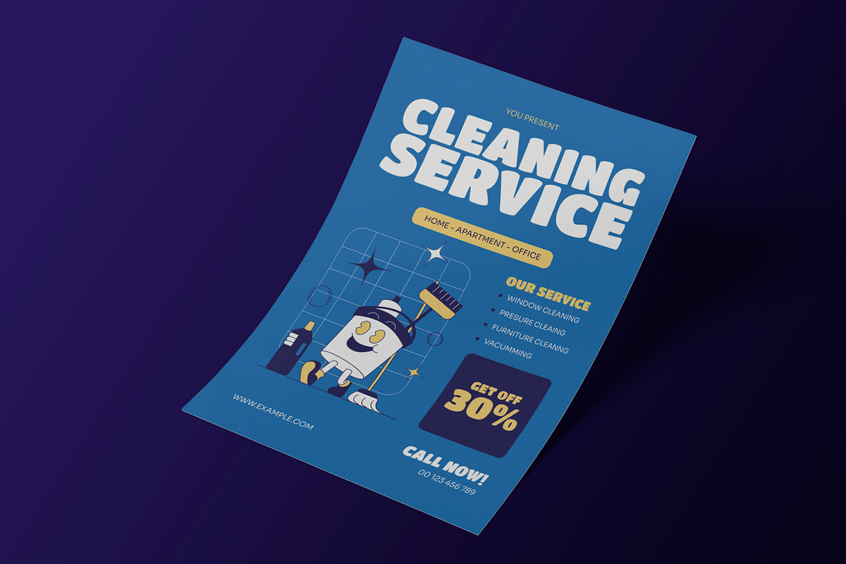 Blue Cleaning Service Flyer, a Flyer Template by Neermana (Photo 2 of 4)