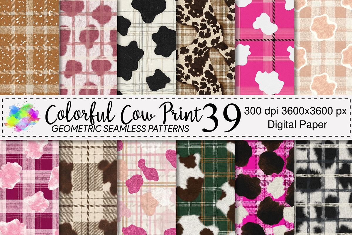 Colorful Cow Print Pattern, a Pattern Graphic by Canvas Craft (Photo 1 of 4)