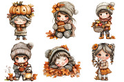 Fall Kids Clipart, Cute Autumn, an Illustration by Daily.Designs (Thumbnail 2 of 5)