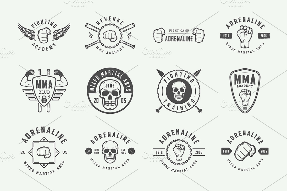 Set of vintage fighting emblems, a Branding & Logo Template by AkimD (Photo 5 of 10)