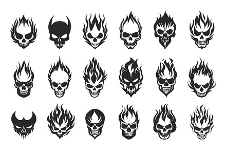 Dark knight skull with fire logo, an Object Illustration by Valerie Bodnar