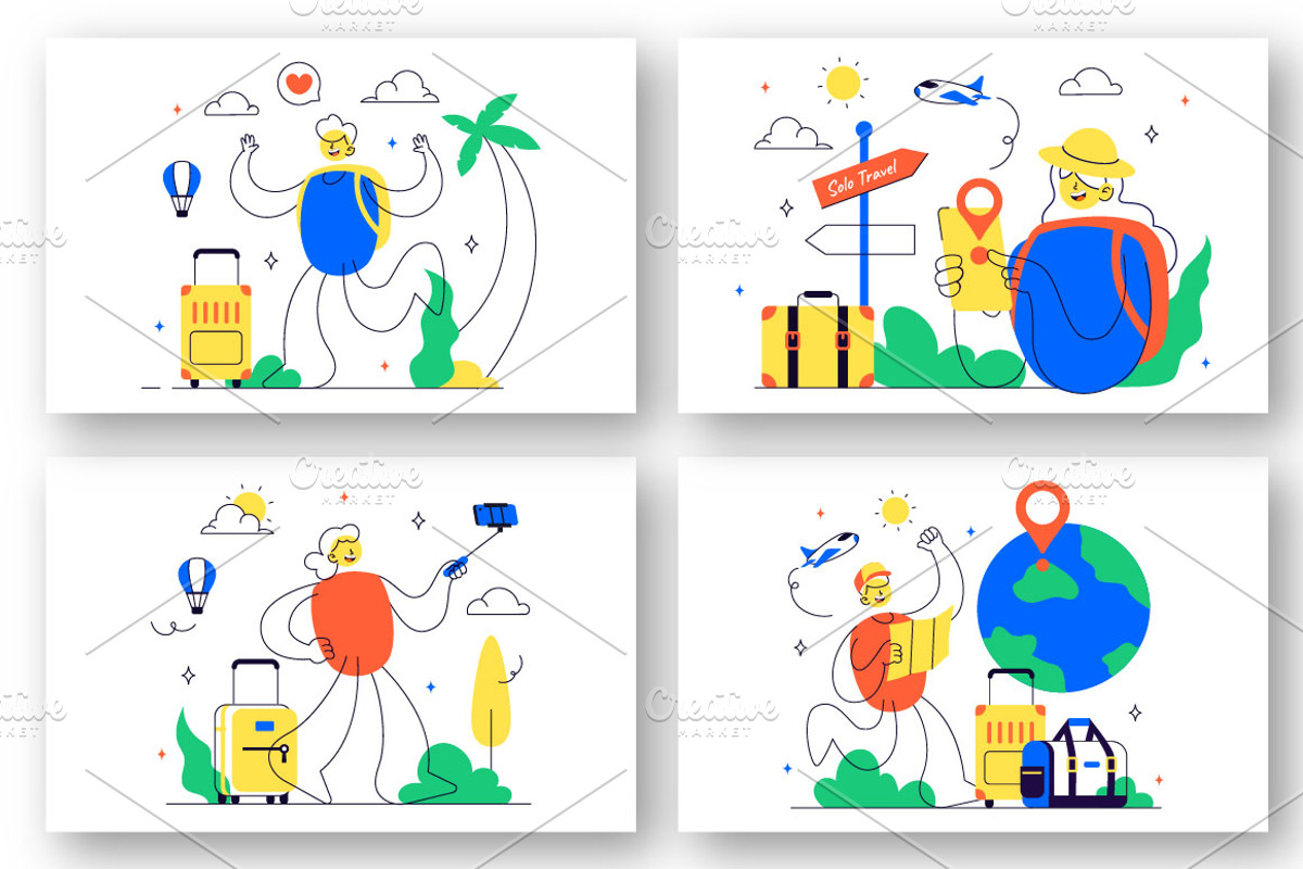 10 Solo Travel Vector Illustration, a Person Illustration by denayunebgt (Photo 3 of 4)