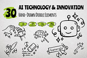 Doodle set of AI technology elements, an Object Graphic by Design by Irihaha (Thumbnail 1 of 4)