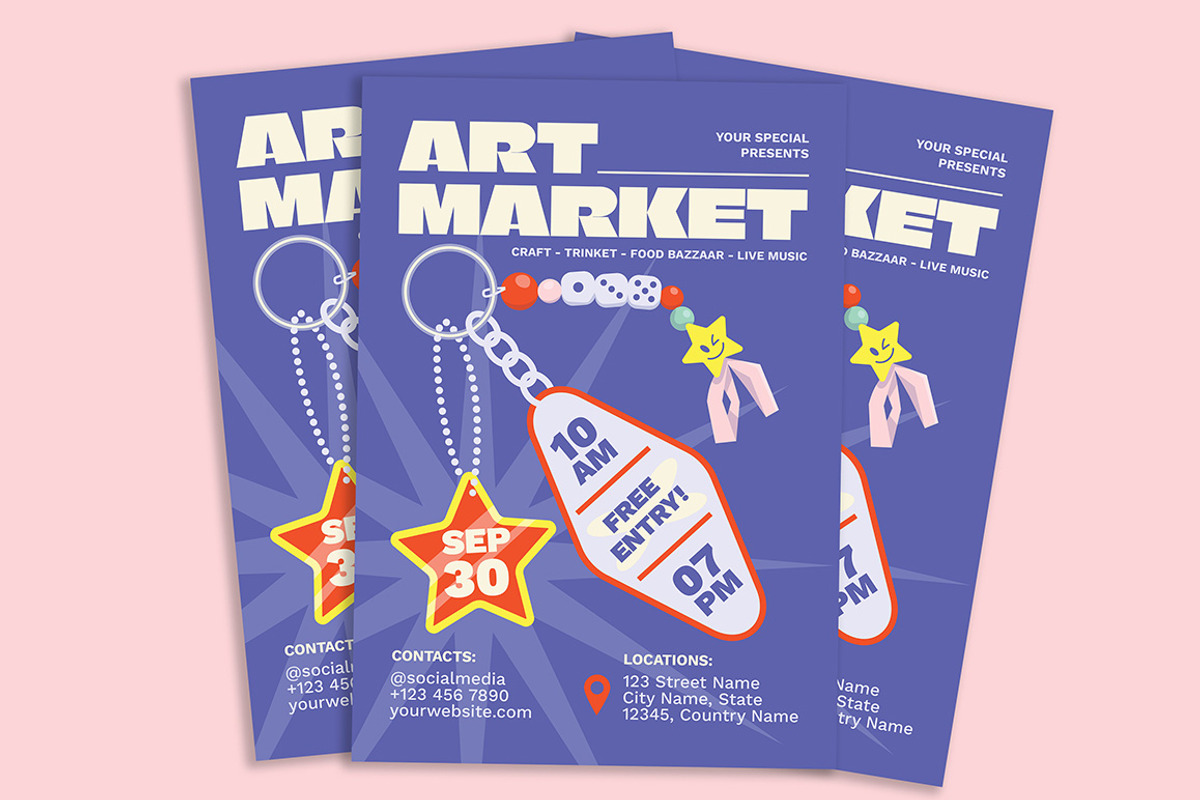 Modern Art Market Flyer, a Flyer Template by Gumico Studio. (Photo 2 of 3)