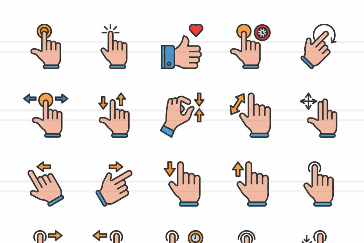 50 Touch Gestures Filled Line Icons, an Icon by IconBunny (Photo 2 of 2)