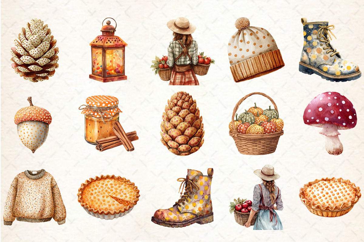 Polka Dots Fall Autumn Clipart, an Illustration by Rose Art (Photo 2 of 7)