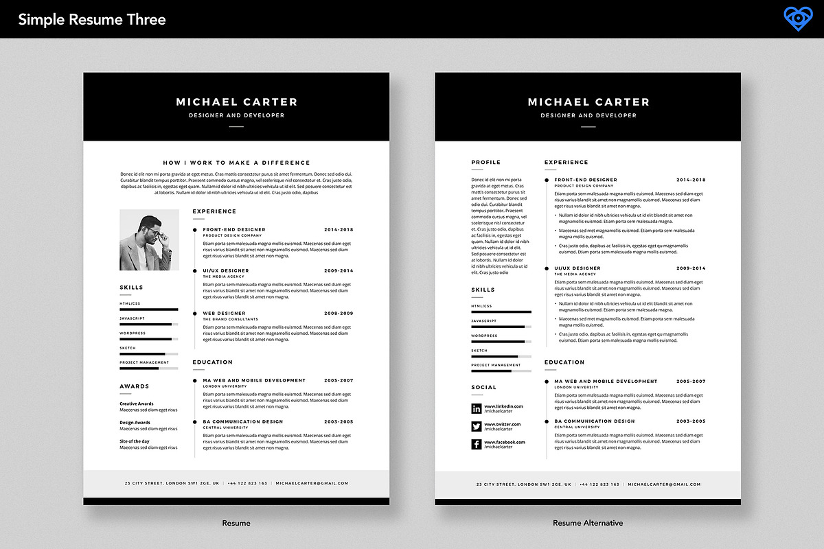 Simple Resume 3, a Resume Template by ikono.me (Photo 3 of 6)
