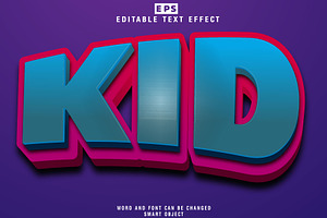 Kids 3d Editable Text Vector Effect