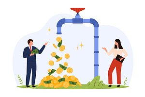 Passive Income Flow Money Faucet, a Finance Illustration by Flashvector