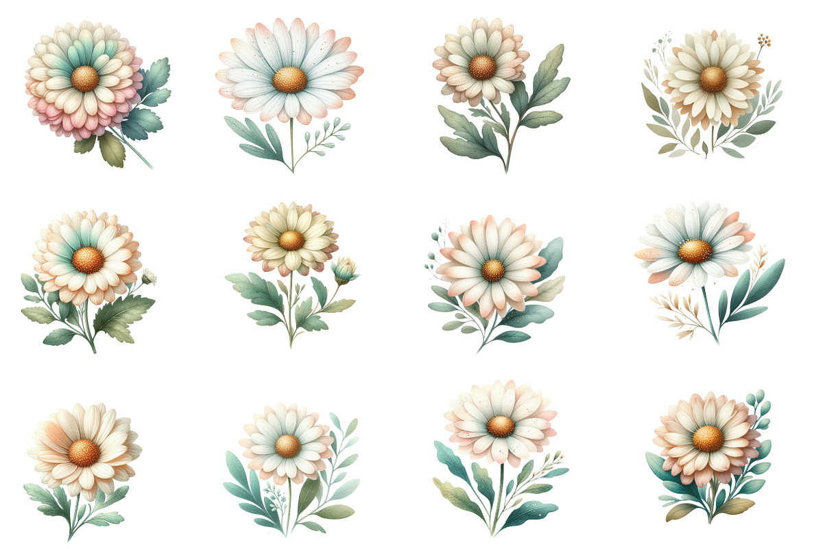 Whimsical Spring Daisy Flower Clipar, an Illustration by Designworld (Photo 3 of 4)
