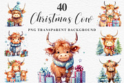 Christmas Baby Highland Cow Clipart, a Seasonal Illustration by Rabbit Heart (Thumbnail 1 of 10)