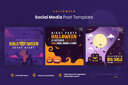 Halloween Instagram Post & Banner, a Social Media Template by Youwes Template