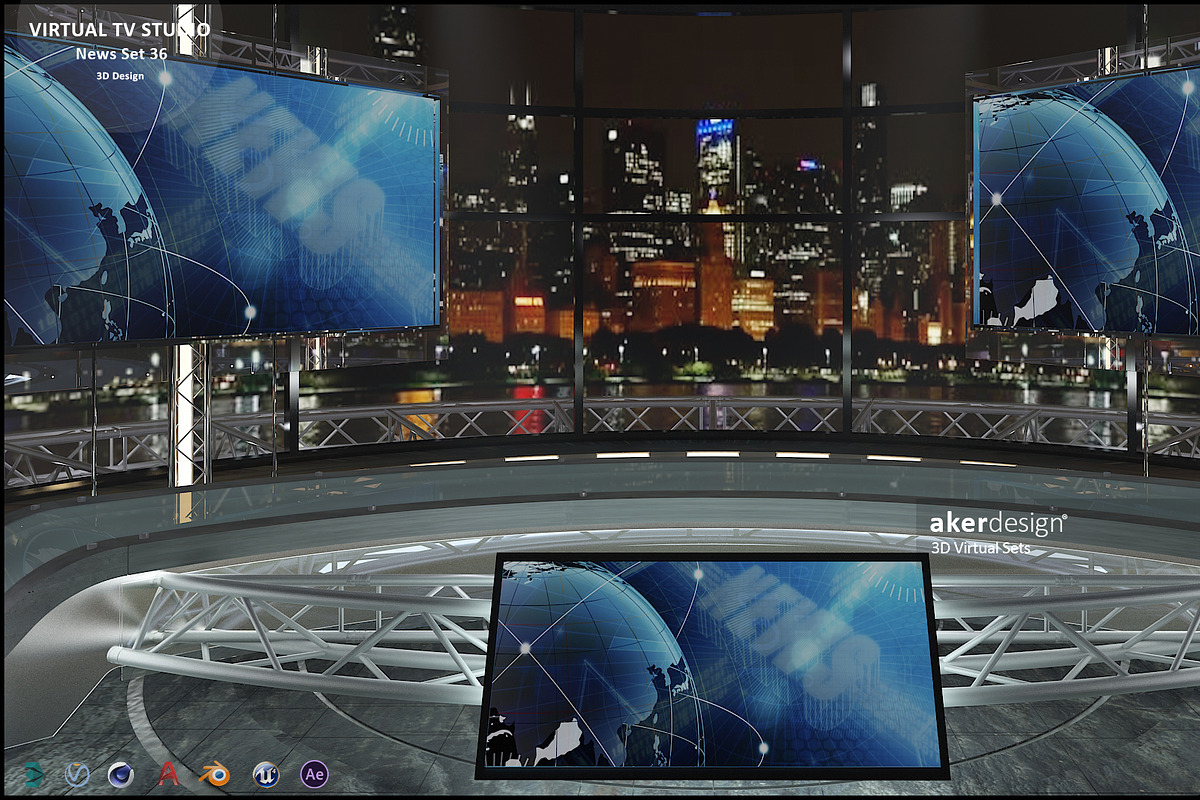 Virtual TV Studio News Set 36, an Architecture 3D Model by akerStudio (Photo 10 of 25)