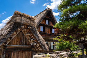 Traditional wooden house in the peaceful village of Shirakawa-go, an Architecture Photo by GoodGoods