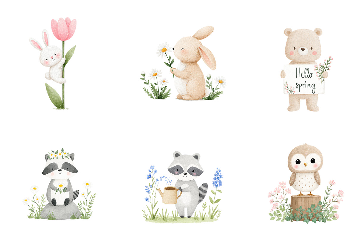 Watercolor Spring Nursery Clipart, an Illustration by CreationArt (Photo 6 of 7)